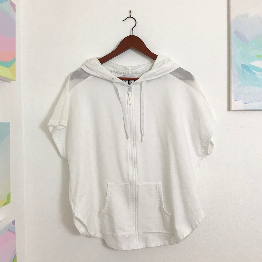 NWOT VS Sport Short Sleeve Zip-Up Hoodie - White